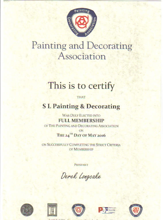 ACCREDITATIONS - SL Painting & Decorating